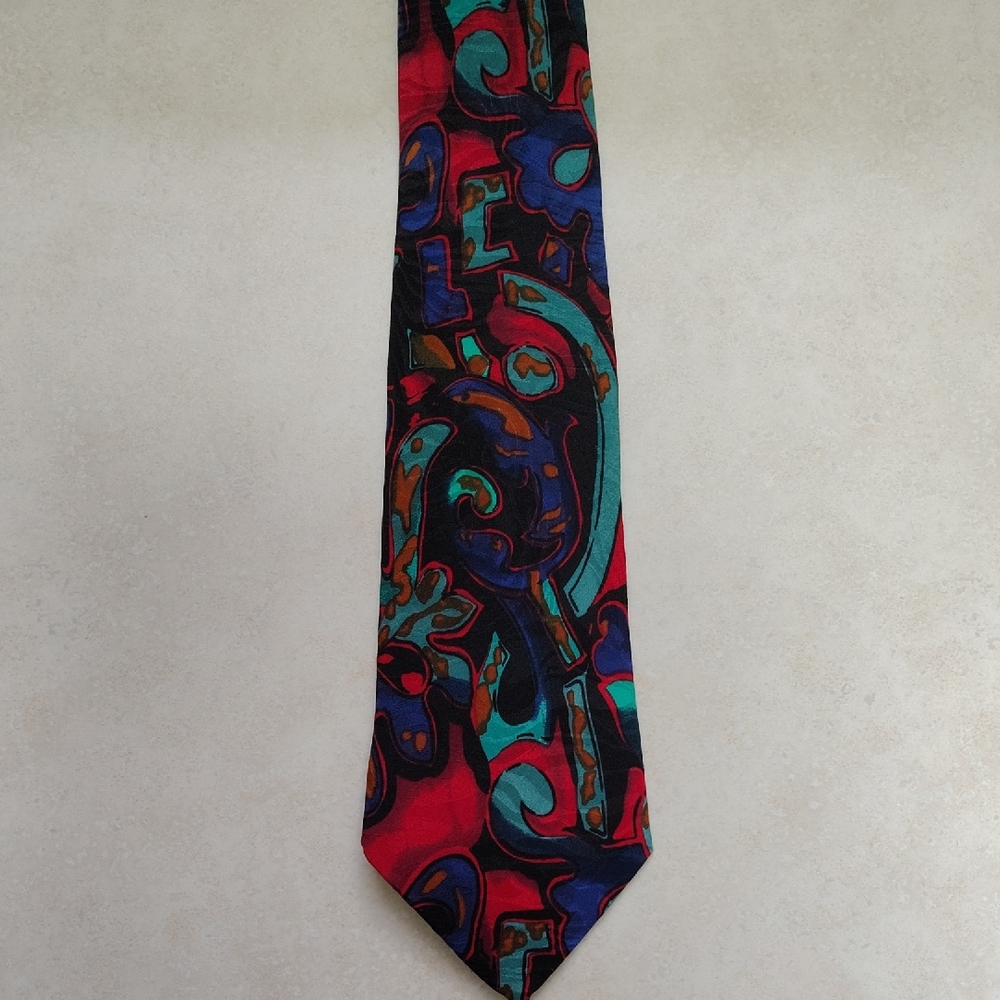 Red and Blue Artistic Silk Tie